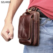 Genuine Cow Leather Mini Casual Bag Men s Waist Belt Bags Purses Wallet Case Cover Holder