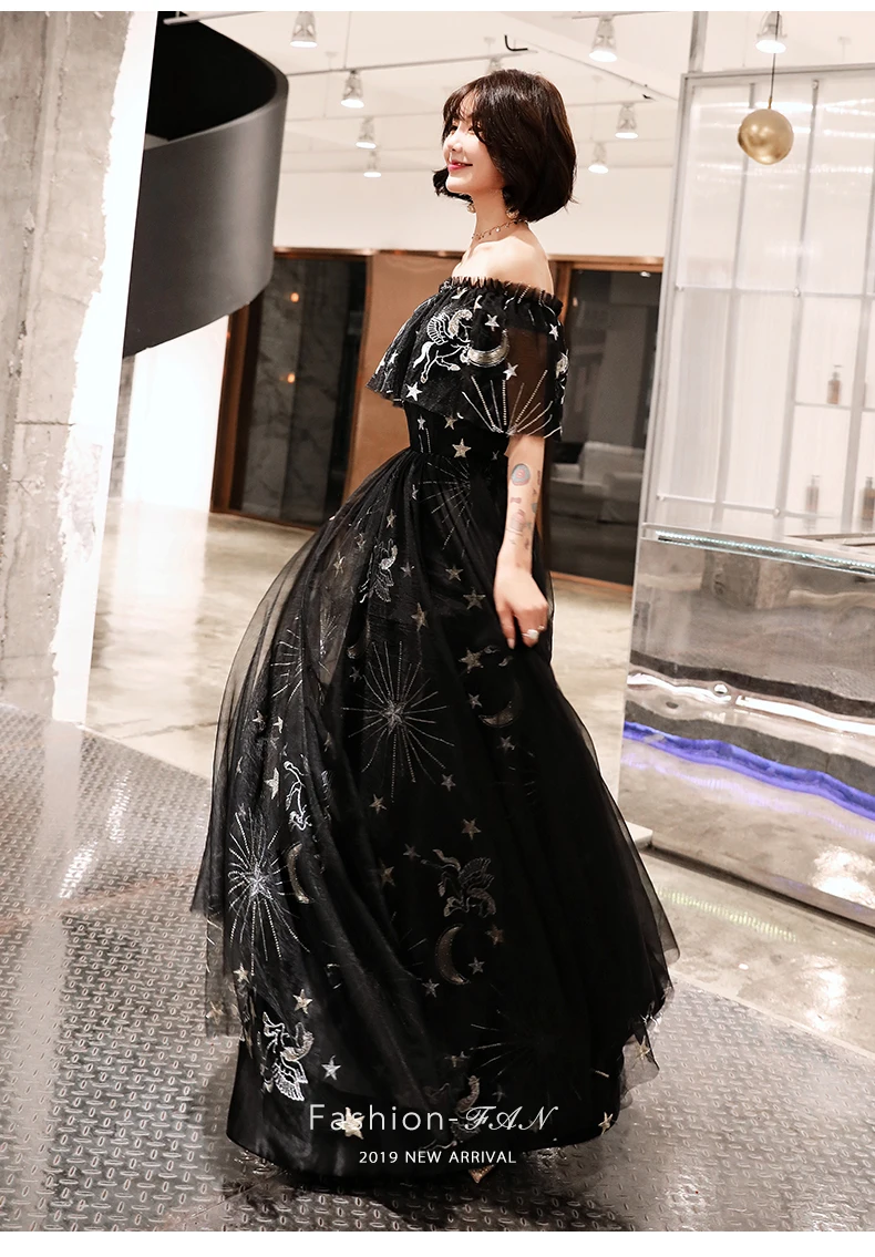 2019 новая Банкетная Элегантное Черное вечернее платье линии длиной до пола выпускного вечера Длинное нарядное платье Вечерние платья LF286