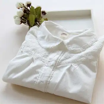 

2017 Child Shirt Korean Girls Pure Cotton Lace White Shirt Spring & Autumn Children Dolls Long Sleeve Shirt Embroidery lovely