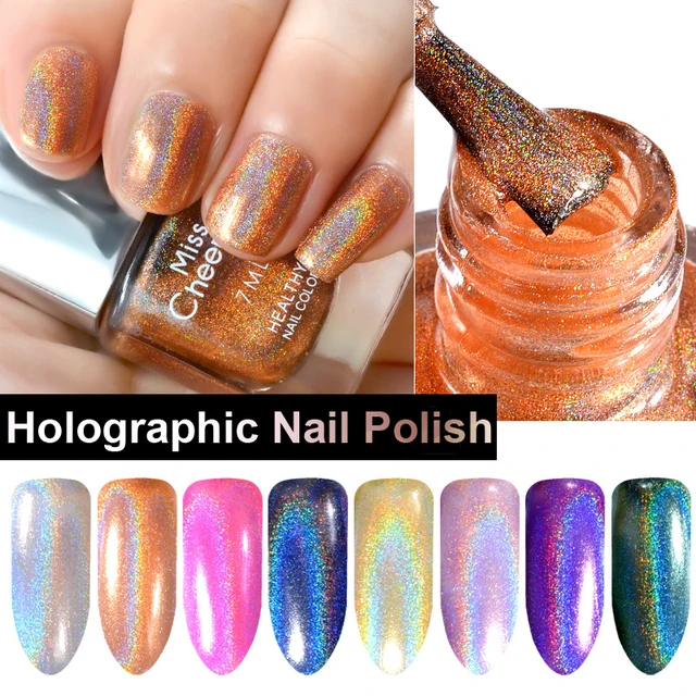 Misscheering 7ml Laser Nail Polish Art Holographic Glitter Misscheering 7ml Laser Nail Polish Art Holographic Glitter Diamond Environmental Colorful Magic Varnish Hologram