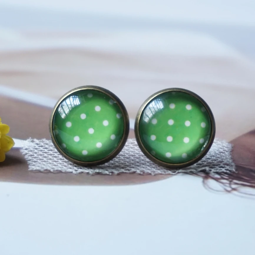 green Wave point cute glass earring woman lady Fashion Earing handmade