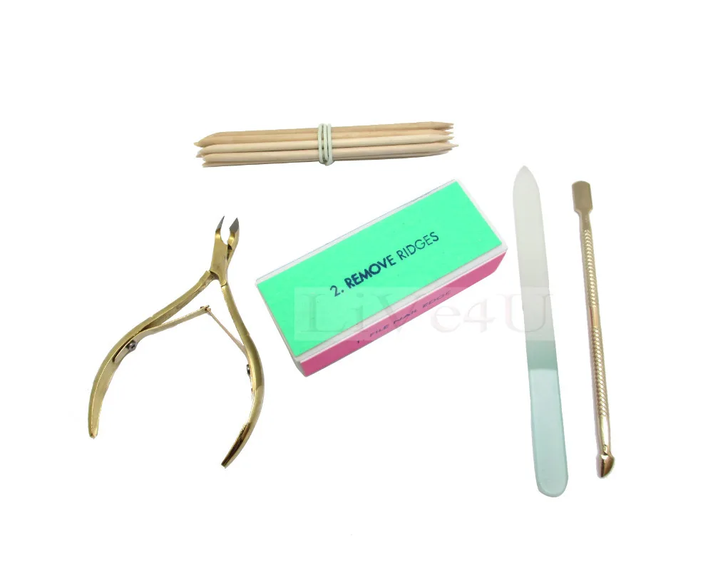 Nail Tool Kit 5 Essential Nail Tools Glass File Cuticle Nipper Round