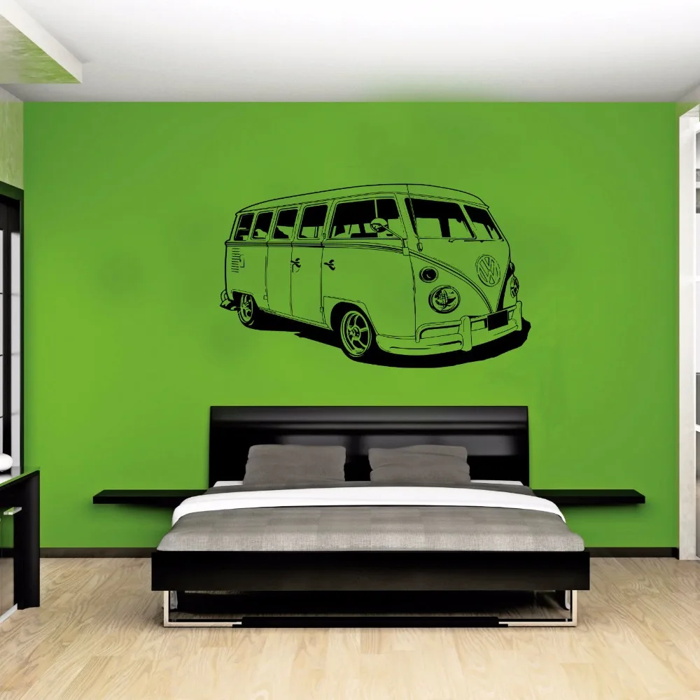 

Large Car VW Sticker Volkswagon Camper Van Retro Hippy Classic Wall Art Removable Cut Vinyl Decal Stencil Mural Home Room Decor