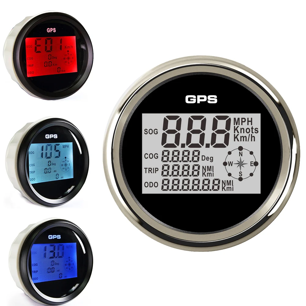 85mm Car Boat Digital Speedometer Gauge 8 Colors Backlight