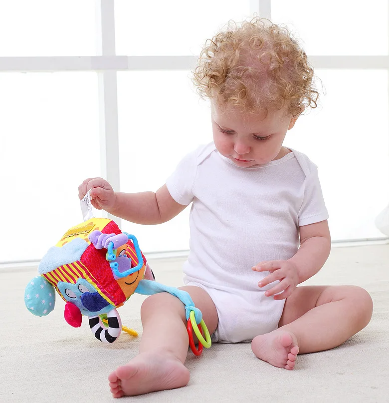 

0-12 Months Baby Mobile Newborn Toys Plush Block Clutch Cube Baby Rattles Early Newborn Baby Educational Toys