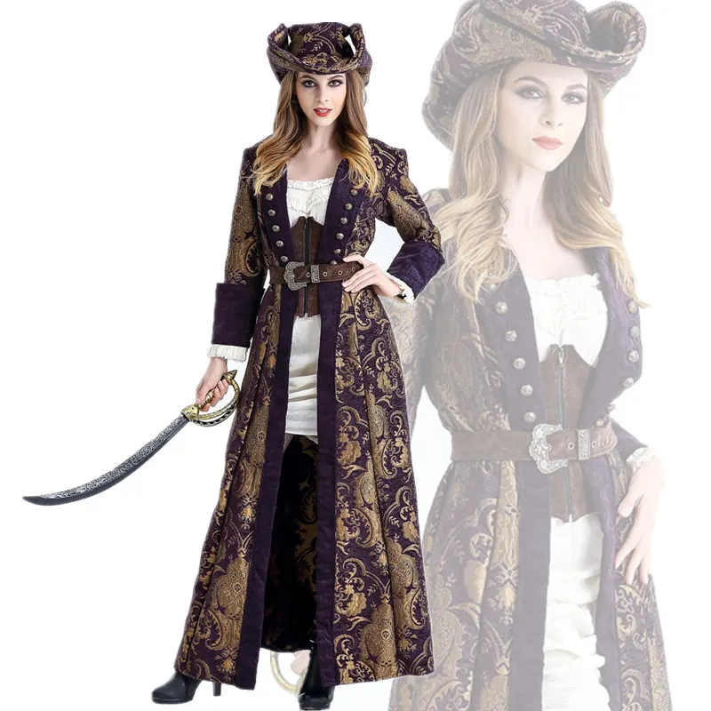 

Adult Girls Knight Cavalier Costume for Adult Women Cosplay Halloween Caribbean Spanish Pirate medieval Costumes Outfits