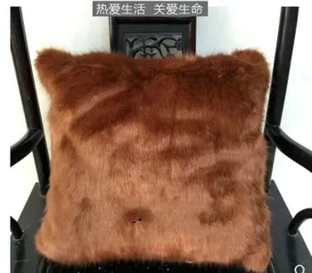 

Elegant coffee color imitation fox fur throw pillowcase cushion cover solid color luxury lumbar pillow cover
