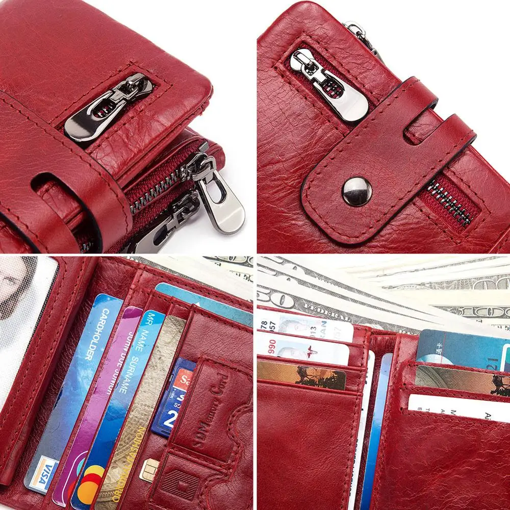 Кошелек KAVIS из 100% натуральной яловой кожи Женский кошелек портфель для монет