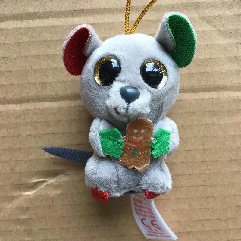 

Ty Beanie Big Eyes Plush Mac the Christmas Mouse Keychain Toy Doll 10cm
