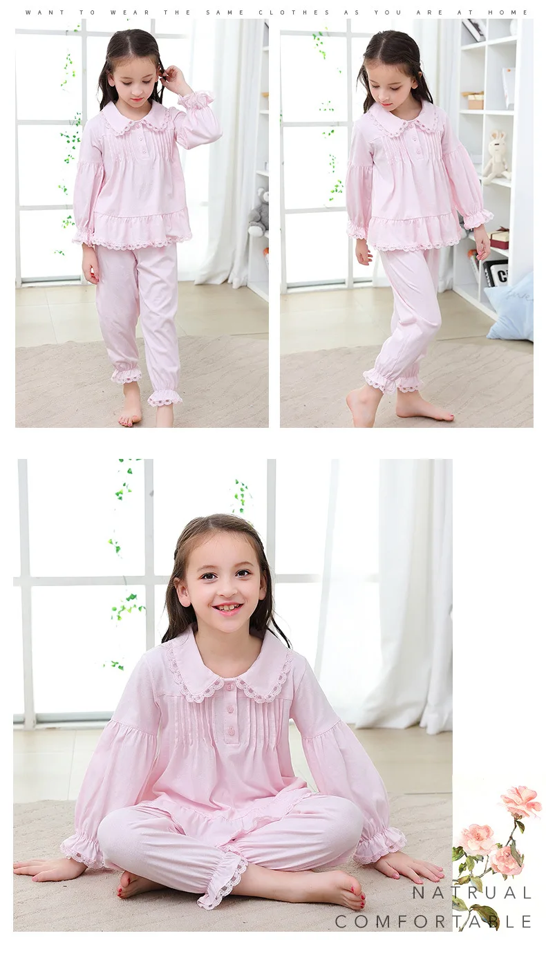 Осенние детские пижамные комплекты пижамы для девочек, домашняя одежда из хлопка с длинными рукавами одежда для маленьких девочек детская одежда для сна Высокое качество