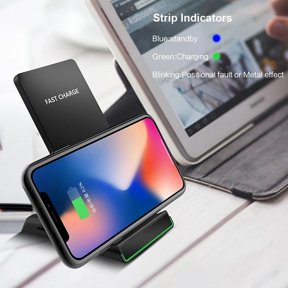 !ACCEZZ Z Shape 7.5W Fast Qi Wireless Charging For iPhone X 8 Plus 10W For Samsung Galaxy Galaxy S9 5W Desktop Charge For Nokia (11)