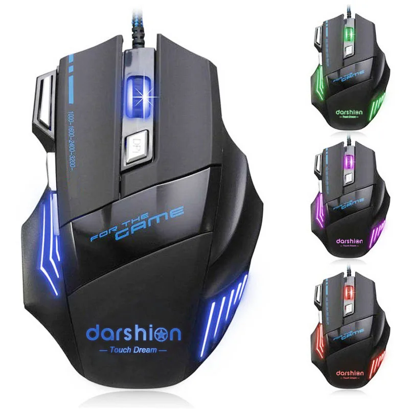 Проводная оптическая игровая мышь Darshion S8 с подсветкой 7 кнопок светодиодная USB