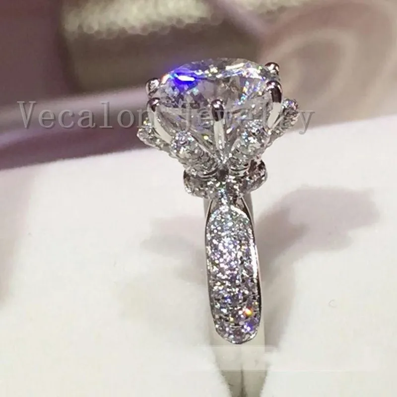 Акция 94% скидка Vecalon обручальное кольцо для женщин 3ct AAAAA Cz каменное кольцо 925 пробы Серебряное женское кольцо на палец