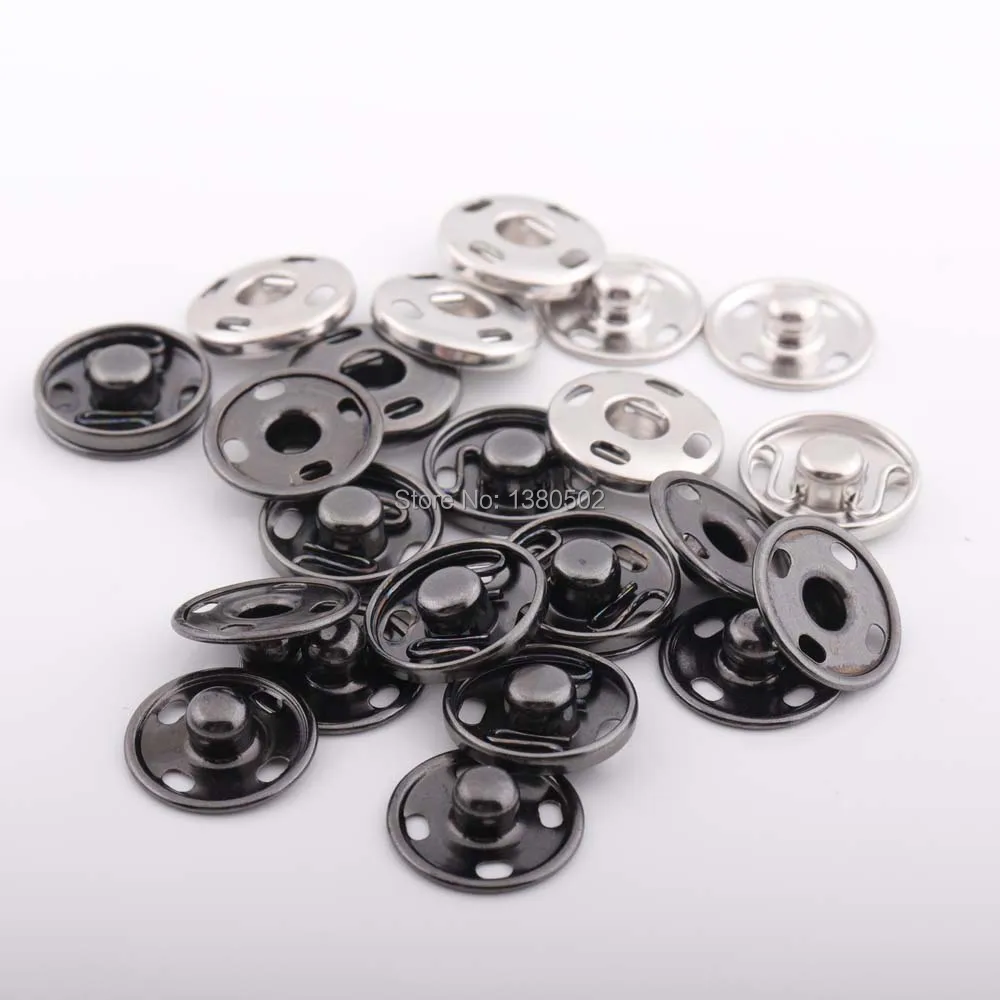 100sets 10mm Black Silver Metal Snap Buttons Fasteners Press Button Sewing Accessories in