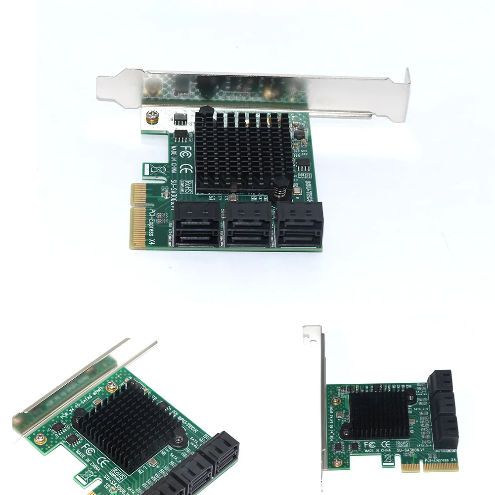 PCIE a SATA3.0 adaptador de expansión práctica de la tarjeta adaptador de expansión de alta velocidad fácil de instalar seguro estable 6 puertos profesional PCIE a SATA3.0 adaptador de expansión práctica de la tarjeta adaptador de expansión de alta velocidad fácil de instalar seguro estable 6 puertos profesional