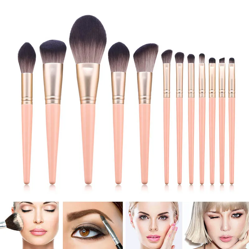 12pcs Makeup Brushes Set Multifunctional Soft Hair Facial Cosmetic Tools Kit-MS