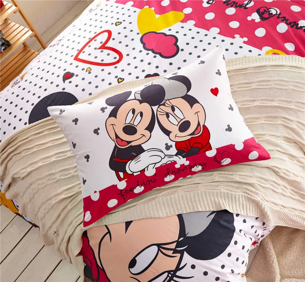 ميني ماوس طقم سرير للأطفال ديكور غرفة نوم القطن أغطية التوأم حجم حاف غطاء الفتيات المنسوجات المنزلية المفرش البولكا نقطة