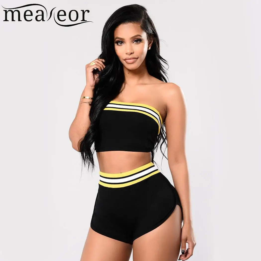 

Elastic Top Casual Set Shoulder Tube Women Patchwork Sexy Strapless Band Off