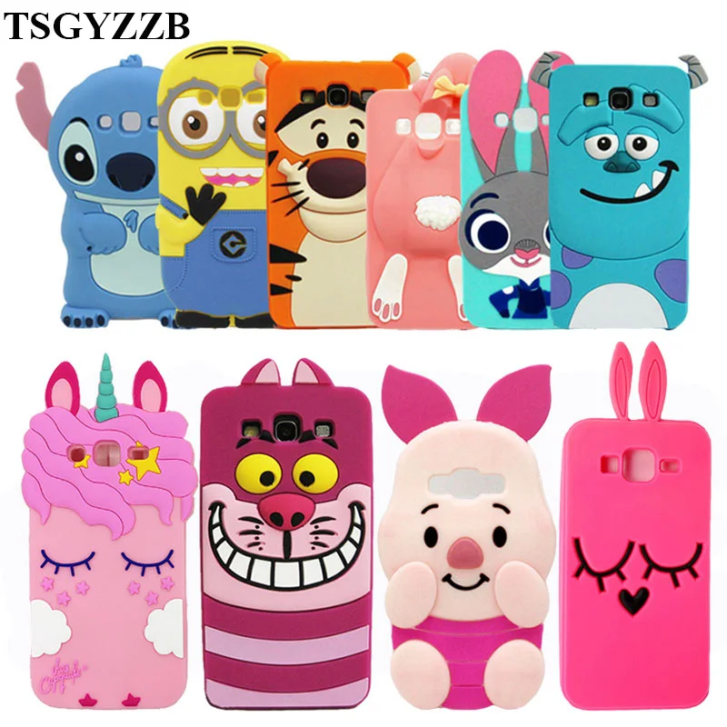 

3D Cartoon Unicorn Rabbit Alice Cat Minnie Mouse Silicone Case For Samsung Galaxy J5 J500 J500F J7 J700F 2015 Back Cover Housing