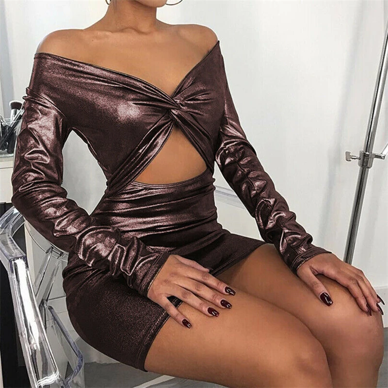 

Women Dress Summer Hollow Out Long Sleeve Bodycon Dress Ladies Party Dresses Women Evening Clubwear Solid Color Pencil Dresses