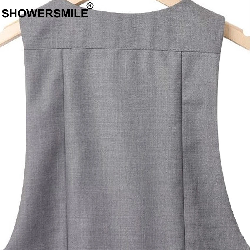 SHOWERSMILE Camel Suit Vest Women Office Lady Slim Fit Waistcoat Sleeveless Blazer Female Working V Neck Summer Autumn Gilet 