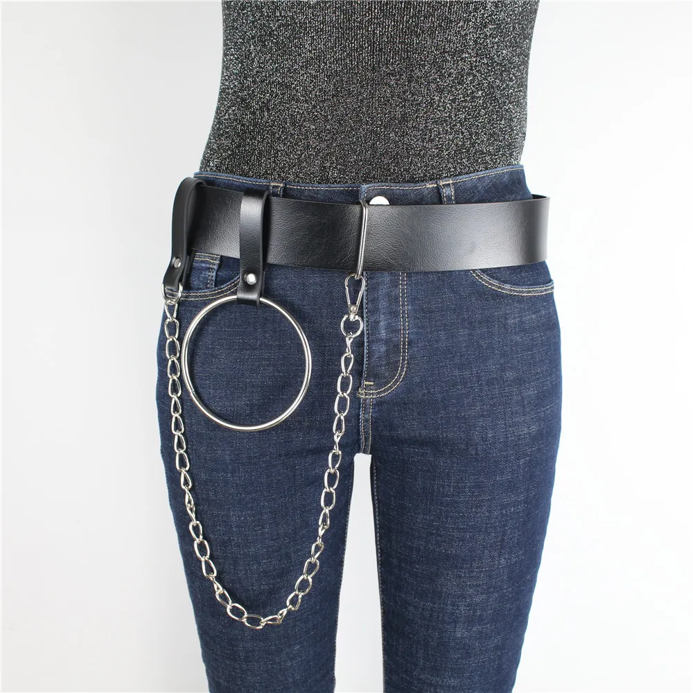 

Punk Round Collar Metal Chain Waist Belt Sexy Garters Leather Harness Suspenders Straps Decoration Belts Waistband For Women