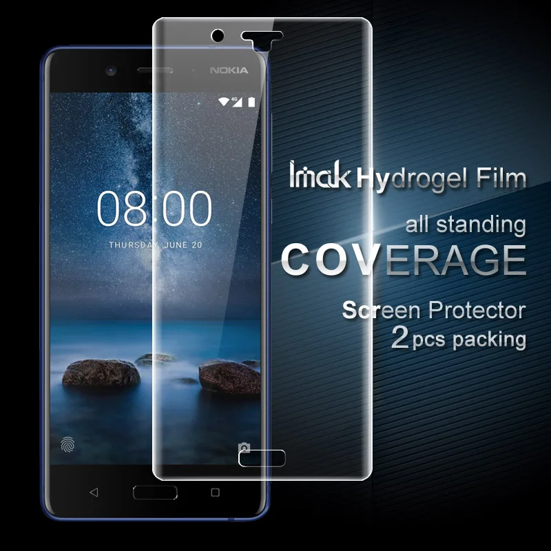 

IMAK 2 Pcs Packing Full Screen Complete Covering Soft Hydrogel Protector Film for Nokia 8