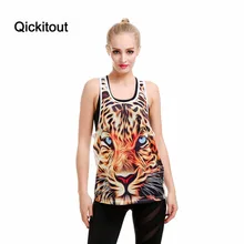 Qickitout Vest High Quality Tank Top Women s Fitness Vest Quick Dry Grid Fiery Fierce Tiger