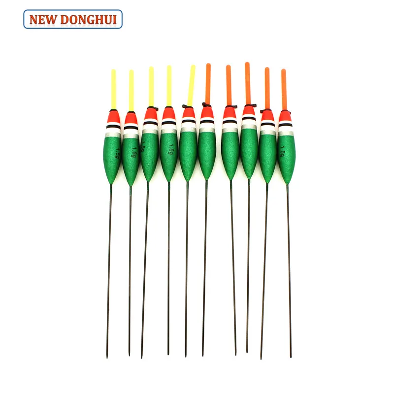 

Newdonghui 10pcs/Lot Balsa Green Carp Fishing Floats Set Fishing Bobber 1.5G Buoyancy Fishing Accessories Wedkarstwo 201132