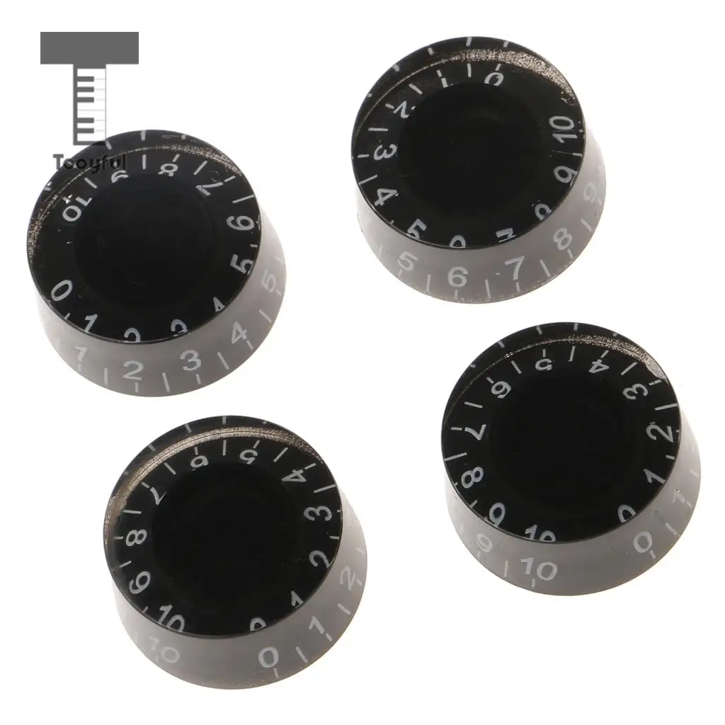 Tooyful Set of 4 Black Plastic Speed Volume Control Knobs with White Scale Replacement for LP Electric Guitar Parts 