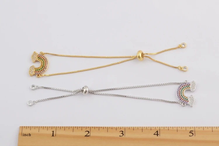 BOROSA 10 шт. модные полукруглой формы CZ Micro Pave Разъем 10 дюймов регулируемый браслет с брелоками женские ювелирные изделия WX1143