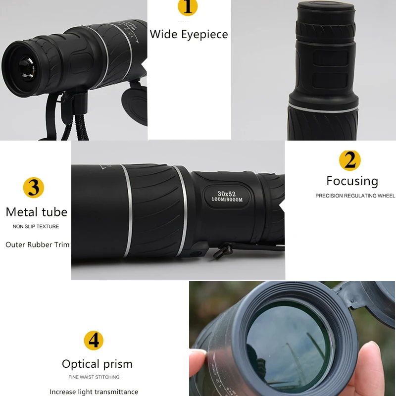  30X52 Monoculars Telescope Powerful Night Vision Monocular with Bracket Optical Len 100Mx8000M HD P