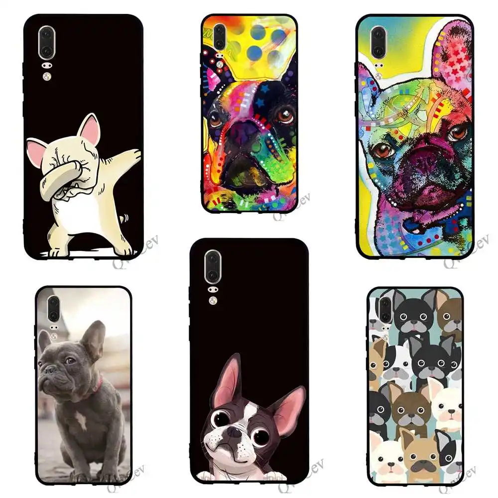 

Hybrid French Bulldog Dog Phone Cover for Huawei Mate 10 Lite Case 20 P8 P20 Pro P10 P9 Mini P Smart Covers Back