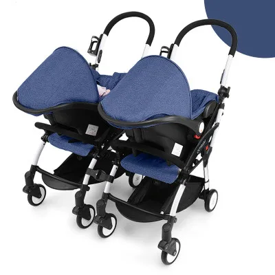 

Twin stroller baby portable foldable reclining buggy two child artifact twin split basket