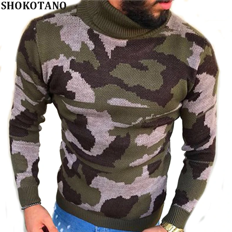 SHOKOTANO Для мужчин камуфляж вязаный свитер Slim Fit Стильный Уличная Для мужчин хип-хоп Hipster мода зимний свитер Одежда
