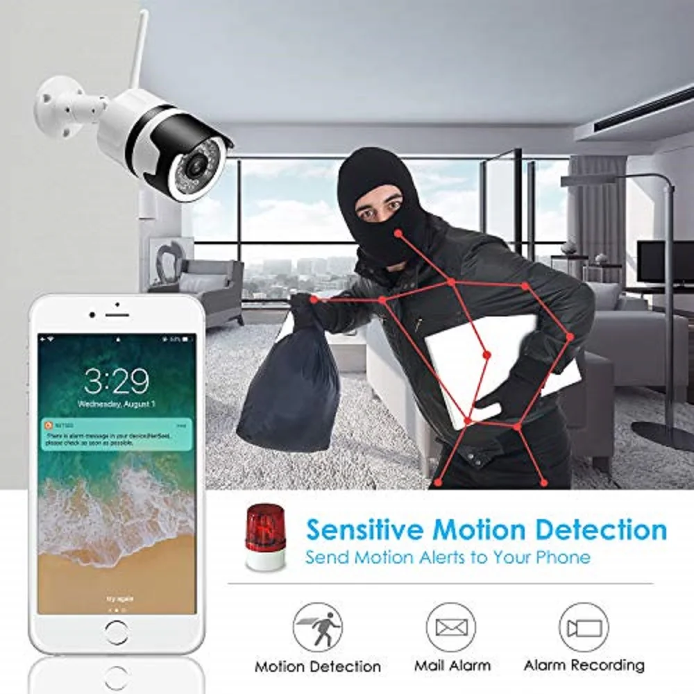 CPVAN 1080P HD Outdoor Security Camera IP66 Waterproof WiFi Bullet Camera, Wireless IP CCTV Camera System with 82ft Night Vision CPVAN 1080P HD Outdoor Security Camera IP66 Waterproof WiFi Bullet Camera, Wireless IP CCTV Camera System with 82ft Night Vision