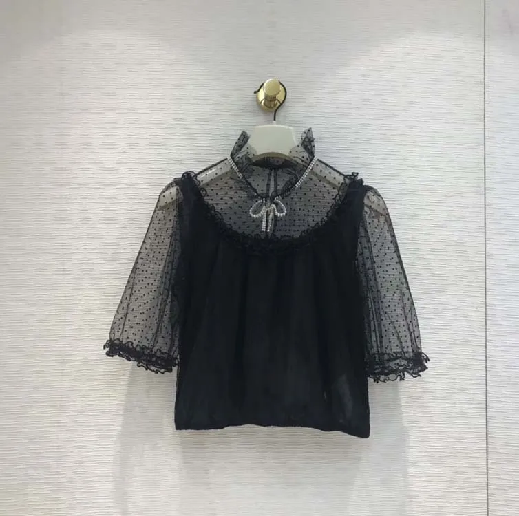 

2019 Summer women's high quality Polka dot lace Shirts A559