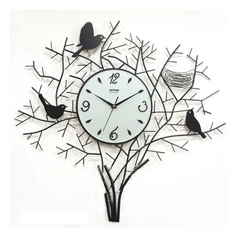 Современные настенные часы Duvar Relogio De Parede Grande Horloge Murale черное роскошное Кованое железо бесшумные кварцевые часы домашний декор QQN114