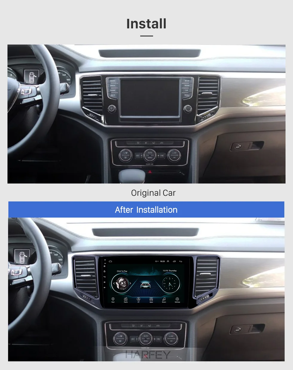 Top Harfey 10.1 inch Autoradio Android 8.1 HD Touchscreen GPS Navigation Radio for VW Volkswagen Teramont 2017-2018 support Carplay 1