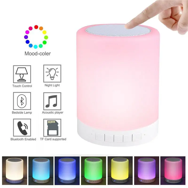 

WSFS Portable changing color Night Light Bluetooth Speaker Lamp Smart Touching Control Premium LED Light For Bedside Bedroom
