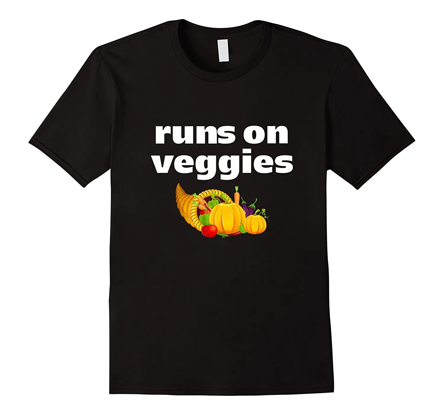 Runs on Vegetables Funny Vegan Vegetarian T Shirt Mans Unique Cotton