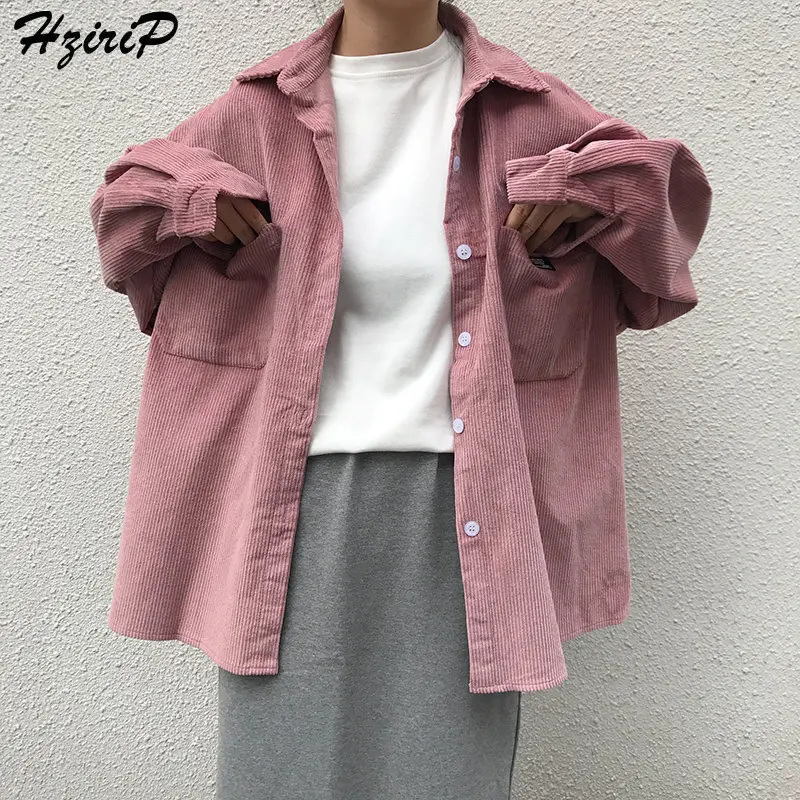 

HziriP 2019 Autumn Spring Turn-Down Collar New Style Stylish Fresh Coats Buttons Loose Free Regular Long Sleeve Jacket 3 Colors