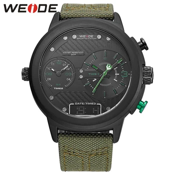 

Original Fashion WEIDE Waterproof Army Watch Sports Watch Mens Digital Quartz Watch Men Nylon Strap Black Green Wristwatch Clock