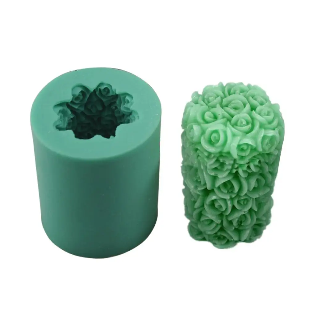 

Silicone Pudding Jelly Dessert Chocolate Mould Polymer Clay Molds 3D Rose Cylindrical Candle Form Handmade Soap Mould