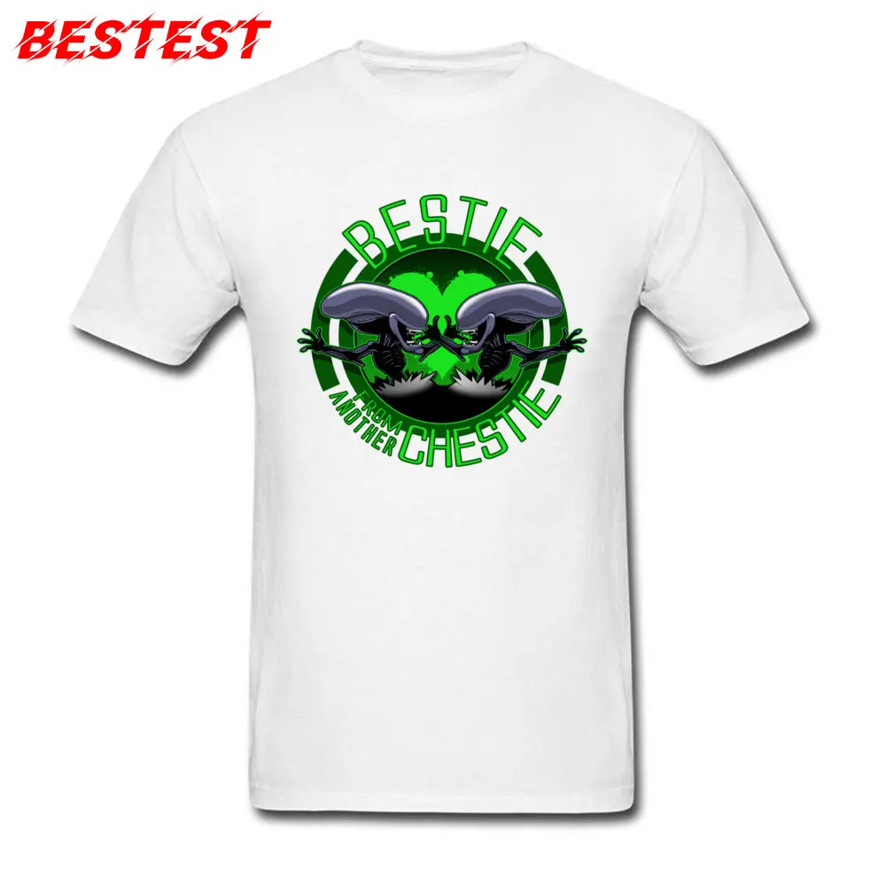 Bestie from another chestie Round Collar T Shirt Autumn Tops T Shirt Short Sleeve Newest 100% Cotton Unique Tshirts Normal Men Bestie from another chestie white