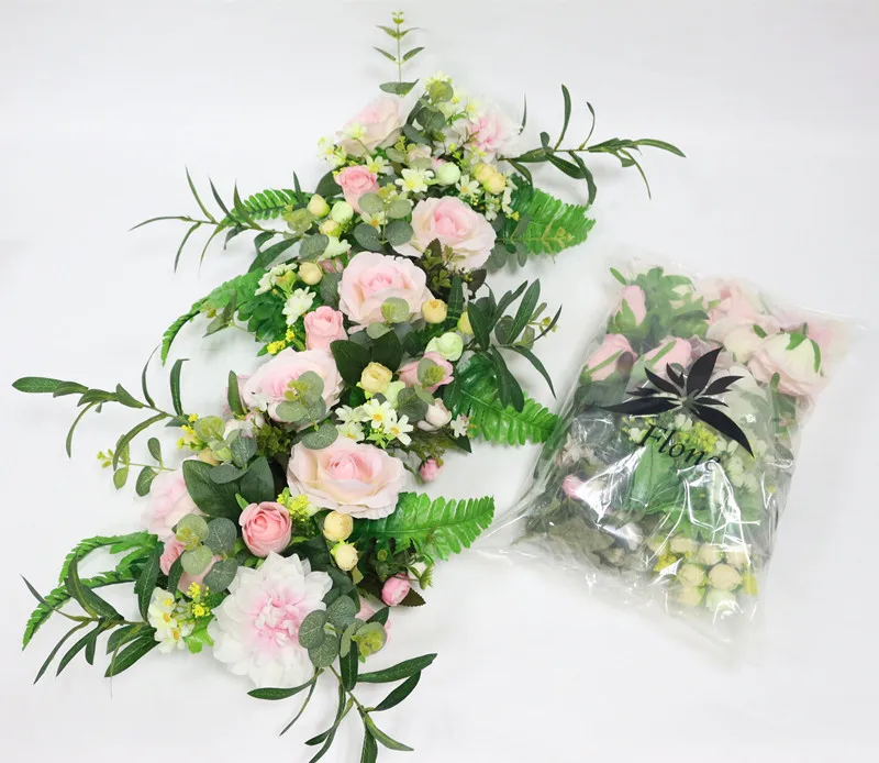 Flone Artificial Flower Row Luxurious Wedding Decor Rose Flower Row Silk Road Cited Flowers Arched DIY Background Flower Wall (13)