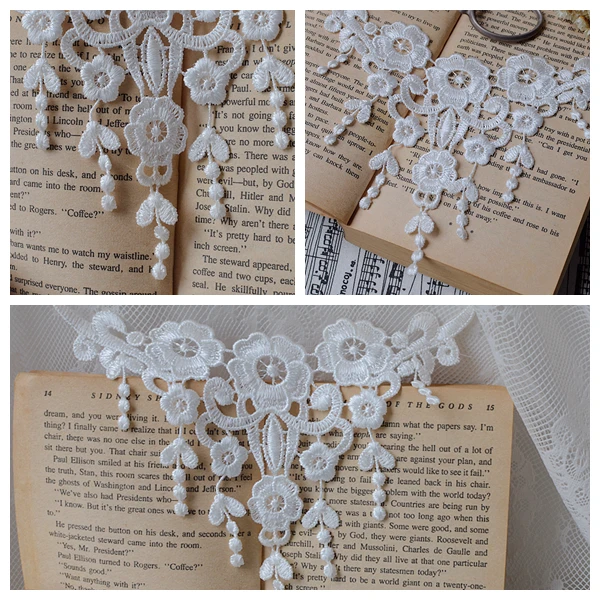20PCS/LOT LA088 Laciness Accessories Clothes White Embroidery V-neck Lace Flower Applique Patches | Дом и сад