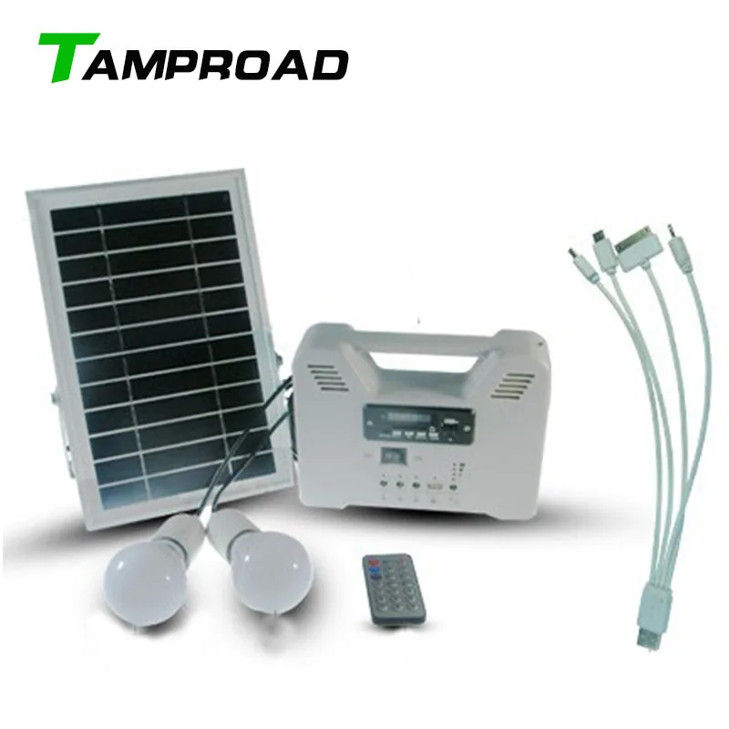 

TAMPROAD Solar Power System 6W Solar Generator Home Light Solar Panel Kit USB Output for Camping/Hiking/Home Use with 2 LED Lamp