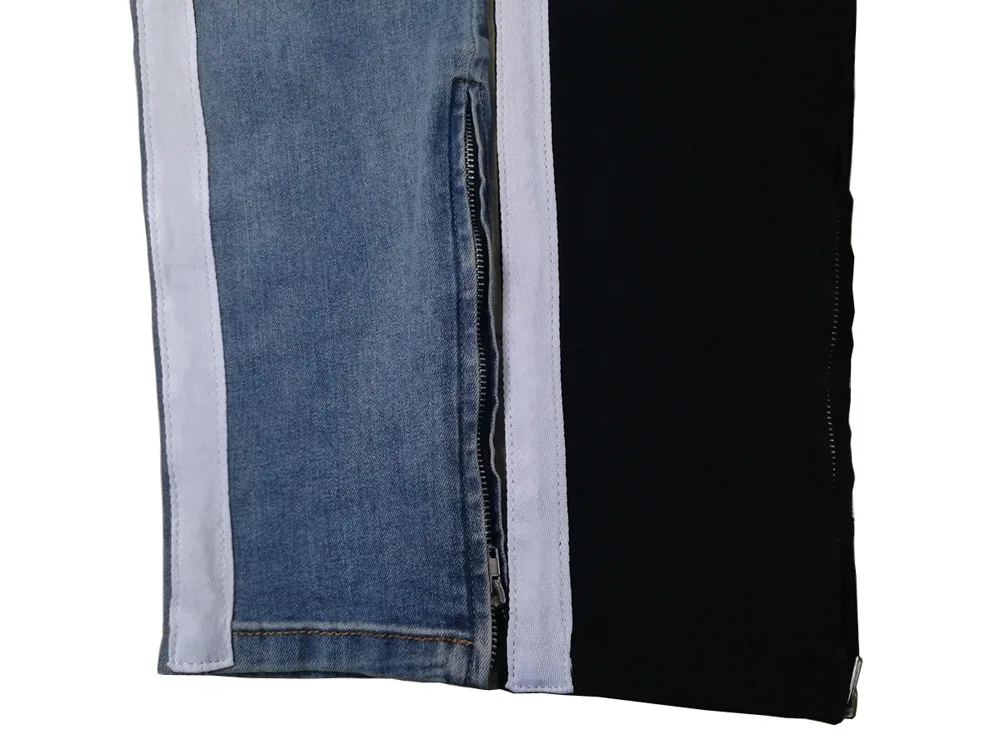 Fashion Men Jeans Stretch Skinny Ripped Jeans With Stripe Side Y5035