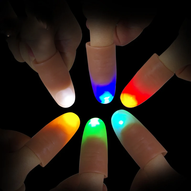 

2PCS Magic Trick Props Funny Novelty Gag LED Light Flashing Fingers Kids Amazing Fantastic Glow Toys Children Luminous Gifts